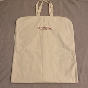 Valentino Cream Garment Bag with Red Logo. Like new